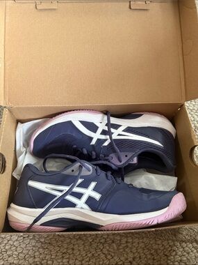 Asics Navy and Pink Women's Athletic court Sneakers